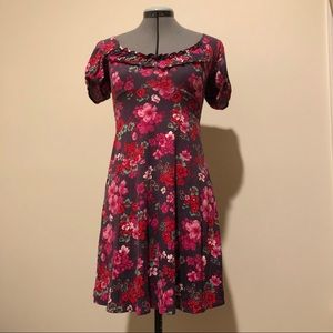 Floral FREE PEOPLE Red Purple Pattern Dress Sz S